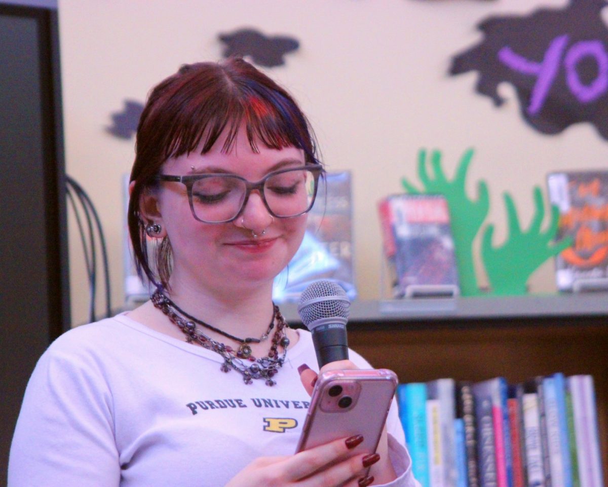 Simone Meade smiles with pride as she performs an original breathtaking poem.