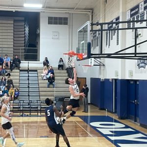 Senior Logan Jones going up for a layup in the second quarter.